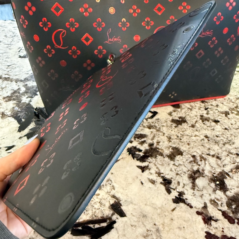 Christian Louboutin Large Cabata Loubinthesky Red and Black Tote Bag LIKE NEW! - Picture 12 of 14